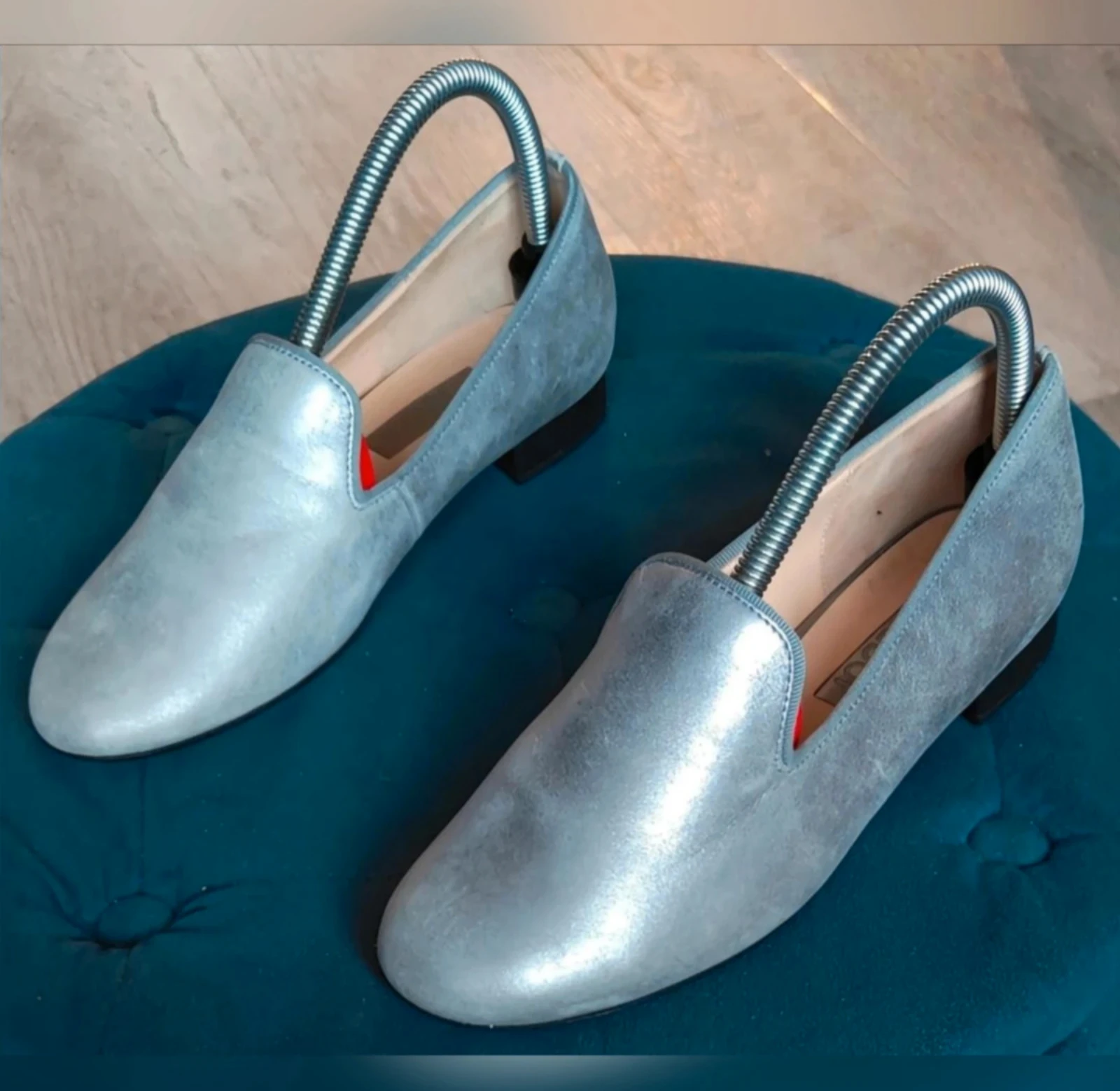 Mooie metallic grijze instappers/loafers Gabor maat 37